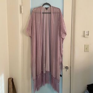 TORRID Lilac Purple Kimono. Floor length. Fringe trim. Size XL